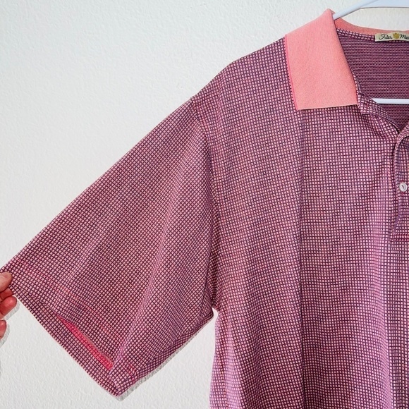 Men's Peter Millar Pink Short Sleeve Double Mercerized Cotton Polo Shirt size XL - Picture 2 of 5